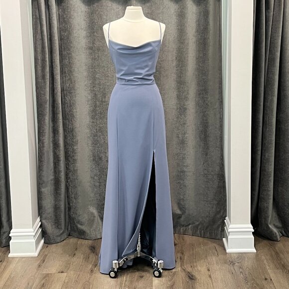 Amsale Dresses & Skirts - Slate Crepe Spaghetti Gown- Style Tali- Size 14